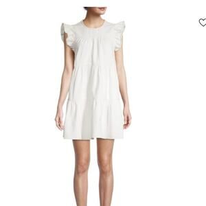 Jacquie the label | Cream Ecru Denim Tiered Western Cowgirl Dress Size Large